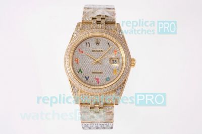 TW Factory Rolex Datejust 41MM Iced Out Watch Colored Arabic Numerals Dial